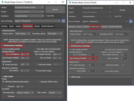 Render showing scattered white bright spot artifacts